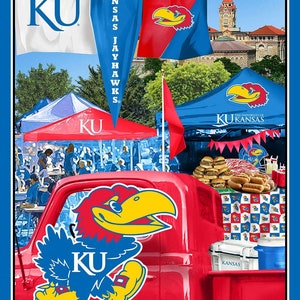 Kansas Jayhawks - Tailgate Panel - Fabric by the Yard
