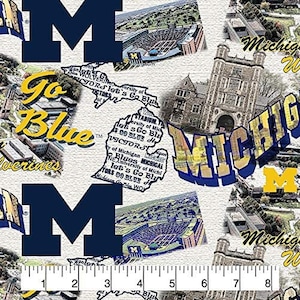 Carcajou du Michigan - Carte panoramique - Tissu par mètre