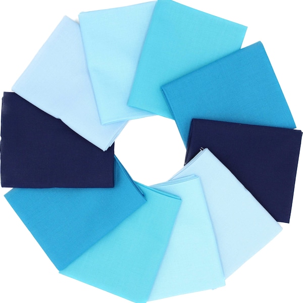 Supreme Solids - Fat Quarter Bundle - 10 pack (Shades of Blue)