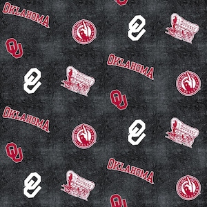 Oklahoma Sooners - Distressed Logo Flannel - Fabric by the Yard