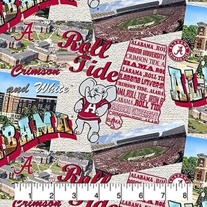 Alabama Crimson Tide - Scenic Map - Stof op maat gesneden