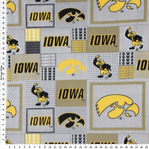 Iowa Hawkeyes - Fleece - Patchwork - Sykel Enterprises - Fleece by the Yard