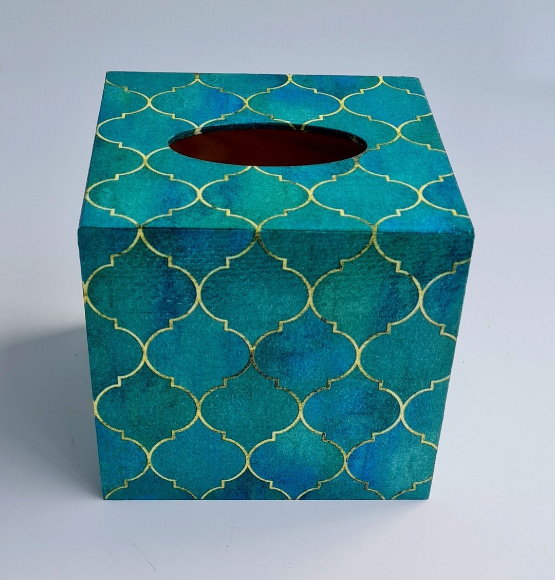 Dark Turquoise Wooden Tissue Box Cover Cube Etsy