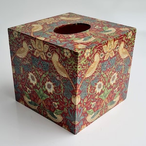 Strawberry Thief by William Morris - wooden tissue box cover cube