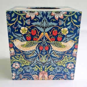Strawberry Thief by William Morris - wooden tissue box cover cube