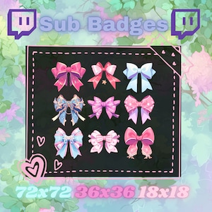 9 Cute Bow Bit/Sub Twitch Badges