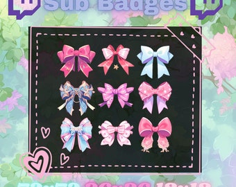 9 Cute Bow Bit/Sub Twitch Badges