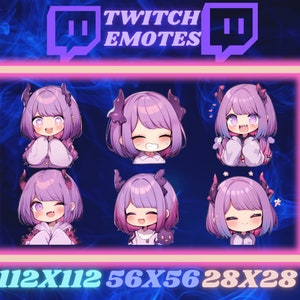 6 Lila Monster Mädchen Twitch Emotes