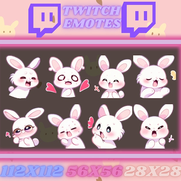 8 Cute Bunny Twitch Emotes