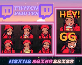 8 Black Girl with Braids Twitch Emotes