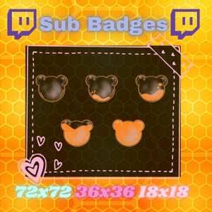 5 Honey Bear Twitch Subscriber Badges