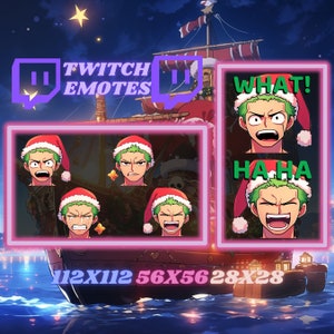 6 Christmas Green Haired Pirate Twitch Emotes