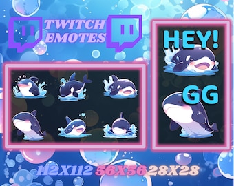 8 Orcas/ Killer Whale Twitch Emotes