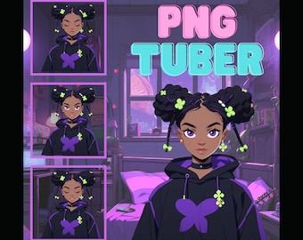 Black Girl PNGTuber | Streaming | Twitch Kick Youtube TikTok | Streamlabs OBS | prism live | Reactive Image | Premade | Ready to Use