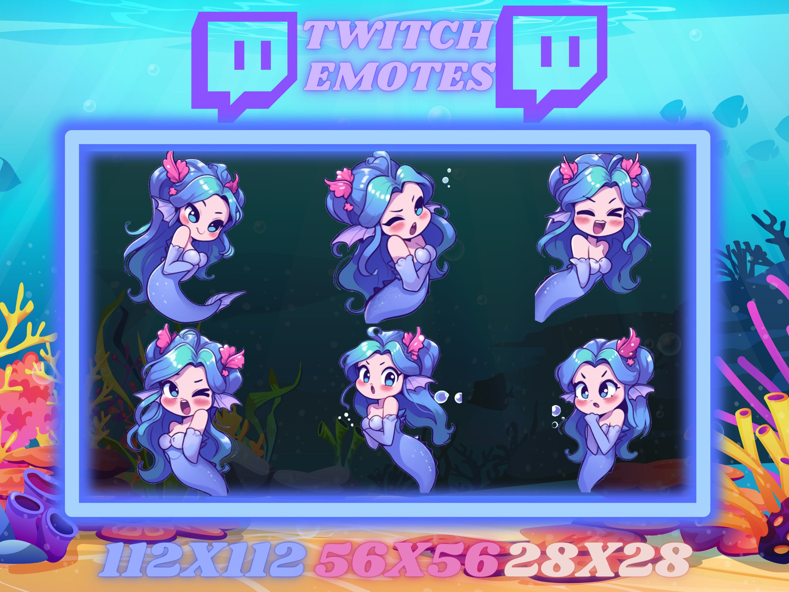 6 Mermaid Twitch Emotes