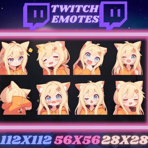 8 emote Twitch per volpe/gatta dai capelli biondi