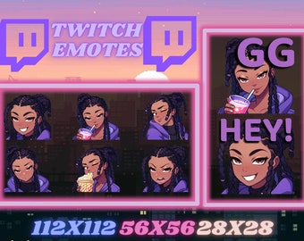 8 Cute Black Girl with Braids Twitch Emotes