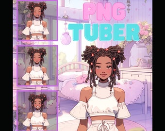 Black girl with locs PNGTuber | Streaming | Twitch Kick Youtube TikTok | Streamlabs OBS | prism live | Reactive Image | Premade