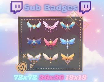 9 Fairy Wing Twitch Subscriber Badges