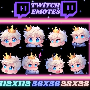 8 White Hair Prince Twitch Emotes