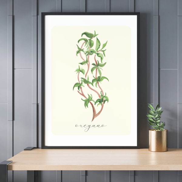 Oregano Plant Watercolor | Boho + Modern Farmhouse Wall Poster | Welcome Gift | Oregano Print DIGITAL | Oregano Art | Oregano Printable