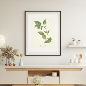 Watercolor Basil Print | Basil Printable | Housewarming Basket Idea | Kitchen Decor Basil | Herb Print Basil | Printable Watercolor Art