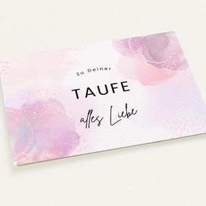 Carte postale pour le baptême - Bonne chance (violet)