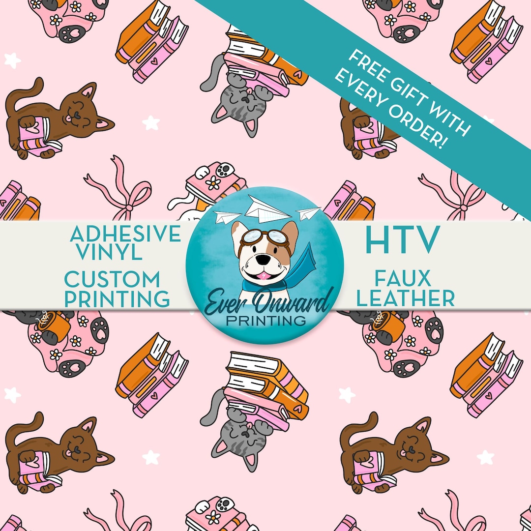 Bookish Kitty Cats Vinyl, HTV, Indoor Vinyl, Printed Vinyl, Patterned ...