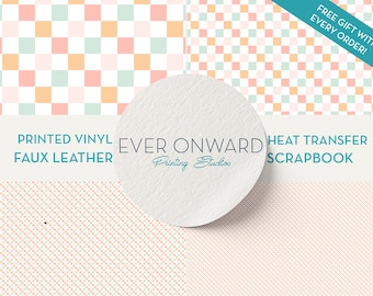 Pastel Checkerboard Vinyl, HTV, Indoor Vinyl, Printed Vinyl, Patterned Vinyl, Marine Vinyl, Printed Faux Leather, Siser HTV