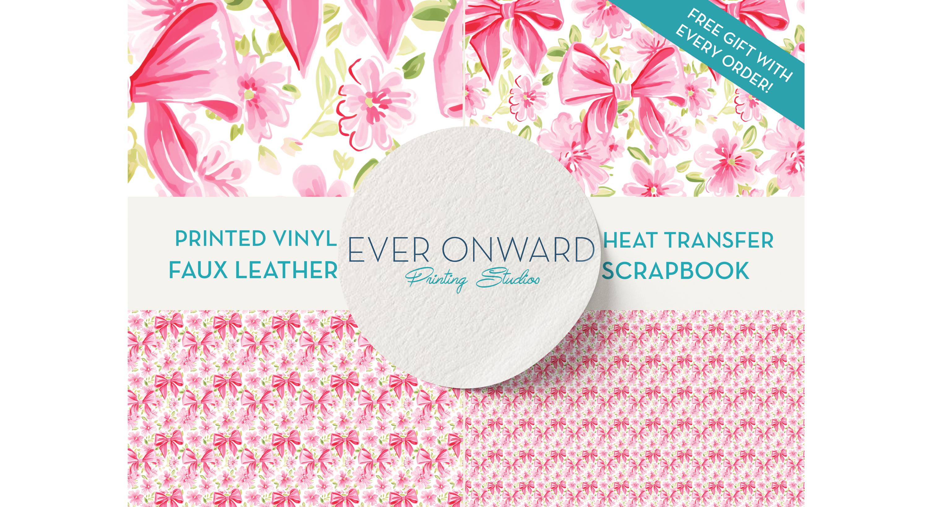 Pink Floral Bows Vinyl, HTV, Indoor Vinyl, Printed Vinyl, Patterned Vinyl, Marine Vinyl, Printed Faux Leather, Siser HTV
