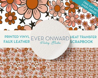 Fall Flowers Vinyl, HTV, Indoor Vinyl, Printed Vinyl, Patterned Vinyl, Marine Vinyl, Printed Faux Leather, Siser HTV
