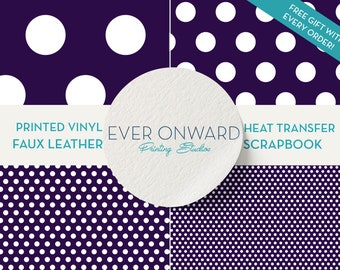 Purple Polka Dot Vinyl, HTV, Indoor Vinyl, Printed Vinyl, Patterned Vinyl, Marine Vinyl, Printed Faux Leather, Siser HTV
