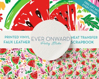 Watermelon Vinyl, HTV, Indoor Vinyl, Printed Vinyl, Patterned Vinyl, Marine Vinyl, Printed Faux Leather, Siser HTV