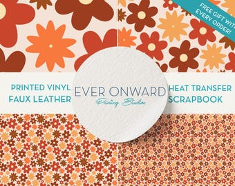 Fall Flowers Vinyl, HTV, Indoor Vinyl, Printed Vinyl, Patterned Vinyl, Marine Vinyl, Printed Faux Leather, Siser HTV