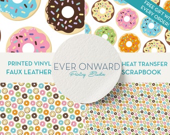 Donuts Craft Vinyl, HTV, Indoor Vinyl, Printed Vinyl, Patterned Vinyl, Marine Vinyl, Printed Faux Leather, Siser HTV,