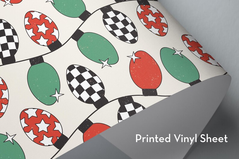 Fun Christmas Lights Vinyl, HTV, Indoor Vinyl, Printed Vinyl, Patterned