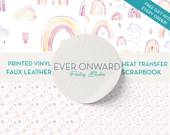 Rainbow and Clouds Vinyl, HTV, Indoor Vinyl, Printed Vinyl, Patterned Vinyl, Marine Vinyl, Printed Faux Leather, Siser HTV