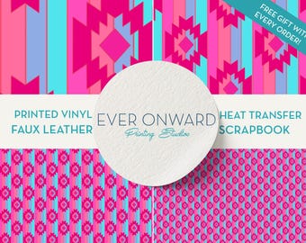 Bright Geometric Stripes Vinyl, HTV, Indoor Vinyl, Printed Vinyl, Patterned Vinyl, Printed Faux Leather, Siser HTV, Sticker Vinyl