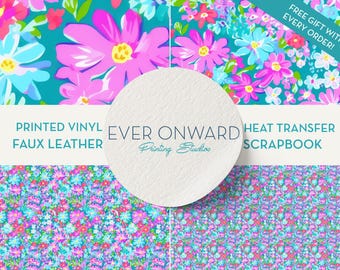 Vibrant Blooms Vinyl, HTV, Indoor Vinyl, Printed Vinyl, Patterned Vinyl, Printed Faux Leather, Siser HTV, Sticker Vinyl