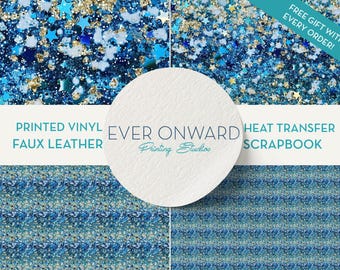 Blue Stardust Glitter Vinyl, HTV, Indoor Vinyl, Printed Vinyl, Patterned Vinyl, Marine Vinyl, Printed Faux Leather, Siser HTV