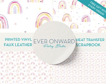 Rainbow and Clouds Vinyl, HTV, Indoor Vinyl, Printed Vinyl, Patterned Vinyl, Marine Vinyl, Printed Faux Leather, Siser HTV