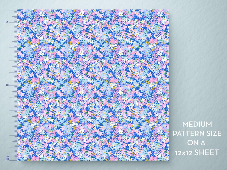 Blue and Pink Flowers Vinyl, HTV, Indoor Vinyl, Printed Vinyl