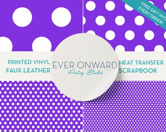 Purple Polka Dot Vinyl, HTV, Indoor Vinyl, Printed Vinyl, Patterned Vinyl, Marine Vinyl, Printed Faux Leather, Siser HTV