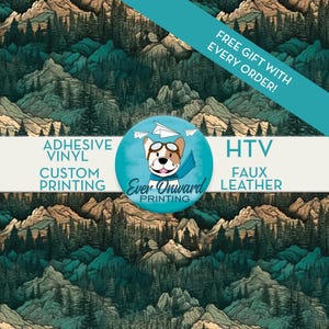 Mountain Landscape Vinyl, HTV, Indoor Vinyl, Printed Vinyl, Patterned Vinyl, Cork Leather, Printed Faux Leather, Siser HTV