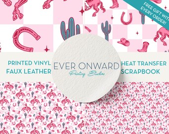 Pink Western Cowgirl Vinyl, HTV, Indoor Vinyl, Printed Vinyl, Patterned Vinyl, Marine Vinyl, Printed Faux Leather, Siser HTV