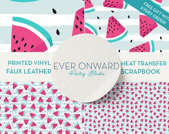 Watermelon Vinyl, HTV, Indoor Vinyl, Printed Vinyl, Patterned Vinyl, Marine Vinyl, Printed Faux Leather, Siser HTV