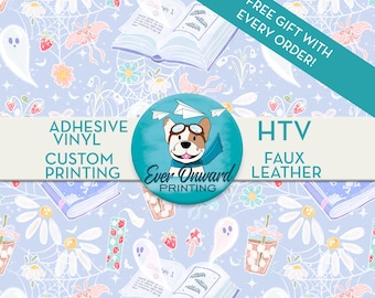 Springtime Halloween Lover Book Girly Vinyl, HTV, Indoor Vinyl, Printed Vinyl, Patterned Vinyl, Cork Leather, Printed Faux Leather, HTV