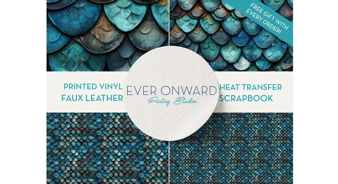 Turquoise Dragon Scales Vinyl HTV Indoor Vinyl Printed Etsy