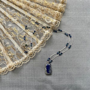Lapis Lazuli Rectangle Stone Handmade Necklace