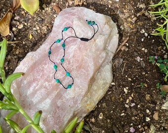 Pulsera de piedra ajustable hecha a mano turquesa, piedra natal de diciembre, joyería turquesa, regalo para ella